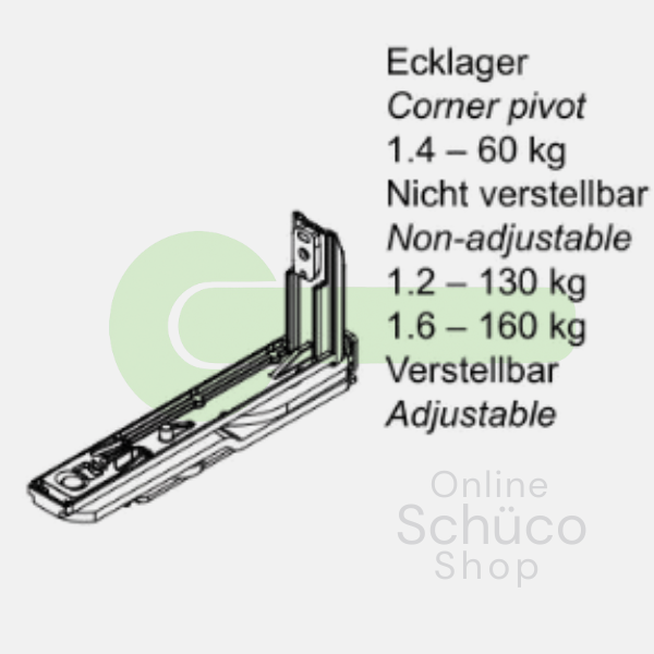 Schuco AvanTec verdektliggend hoekscharnier - onder - tot 160 kilo - LS 275173 / RS 275174