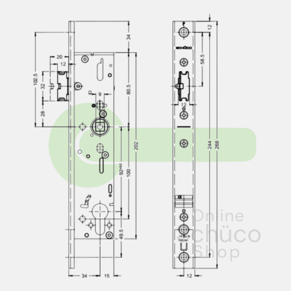 Serrure de panique Schuco - B 34/92/9 - 241821