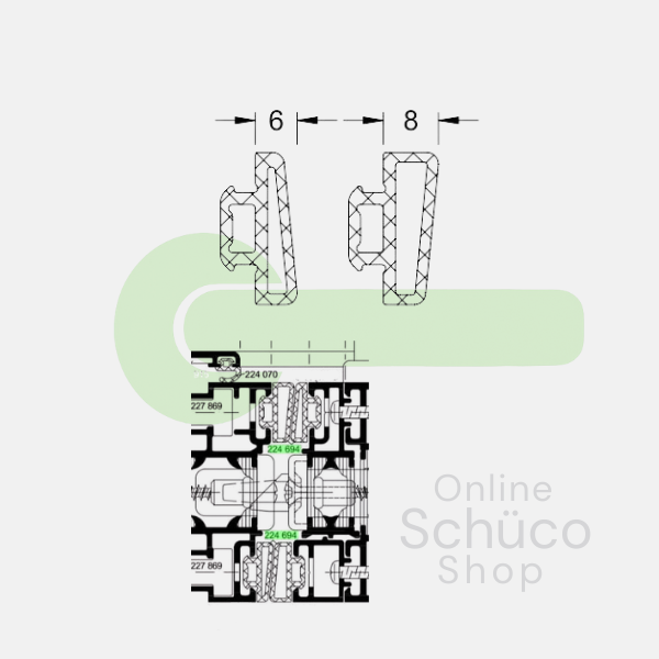 Joint en caoutchouc Schuco porte pliante FD70 ensemble - 224694