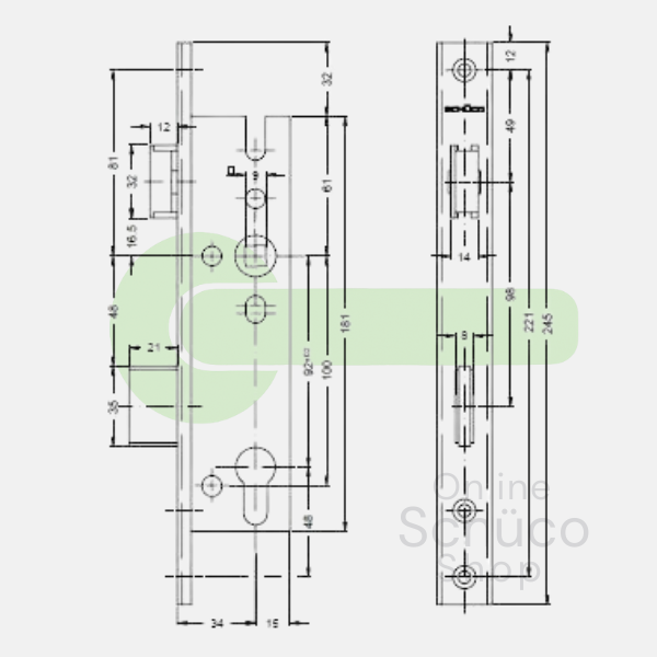 Serrure antipanique Schuco - E 34/92/9 - 241187 279498