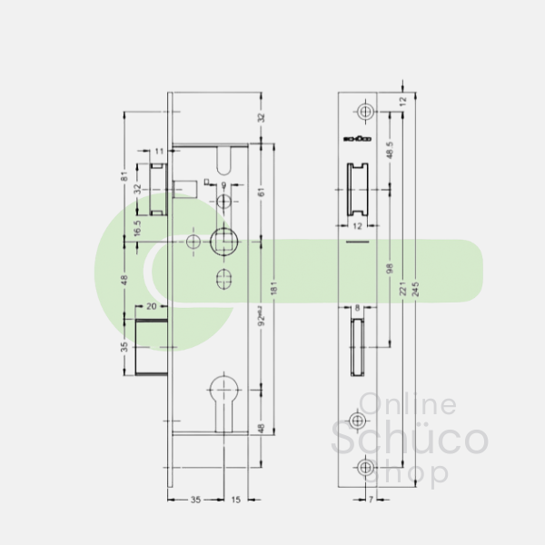 Schuco antipaniek - E 35/92/9 - 241257 / 241258