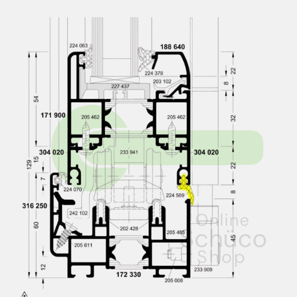 Schuco afdekrubber* FD 70 - per meter - 224569