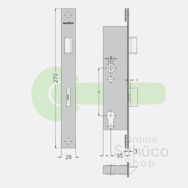 Schuco 241700 serrure jour et nuit 35/92/9