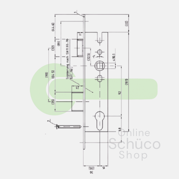 Schuco 279494 / 241179 serrure jour et nuit 30/92/10