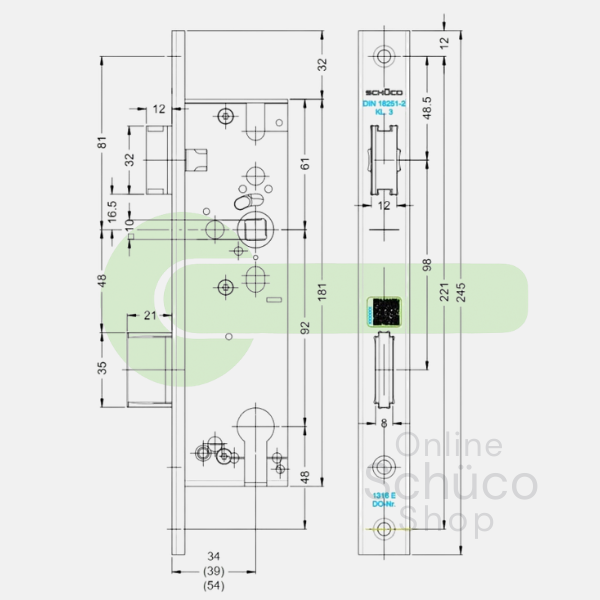 Schuco 241181 / 279503 serrure jour et nuit - 54/92/10