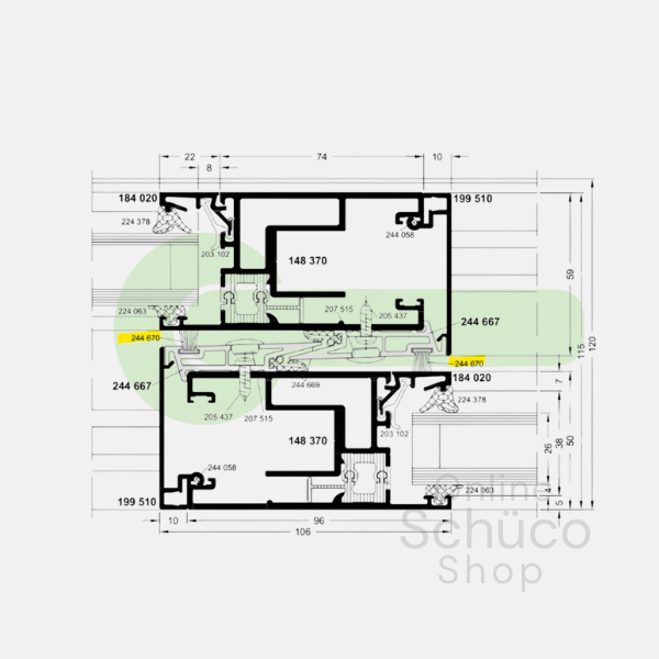 Schuco borstel grijs - ASS 50 - 244670