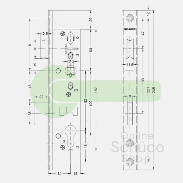 Schuco 241469 serrure jour et nuit - 34/92/10