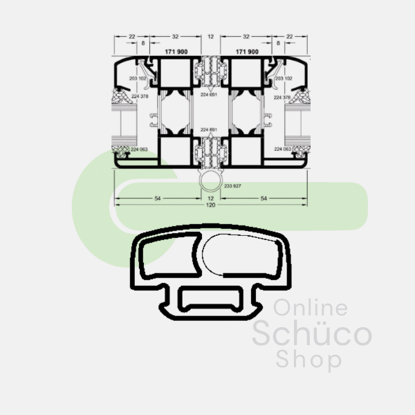 Schuco rubber* vouwwand - prijs per meter - 224691