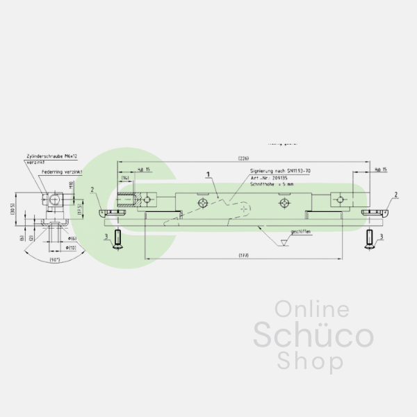 Schuco Espagnolette / Flush Bolt 23.5 mm - 209135